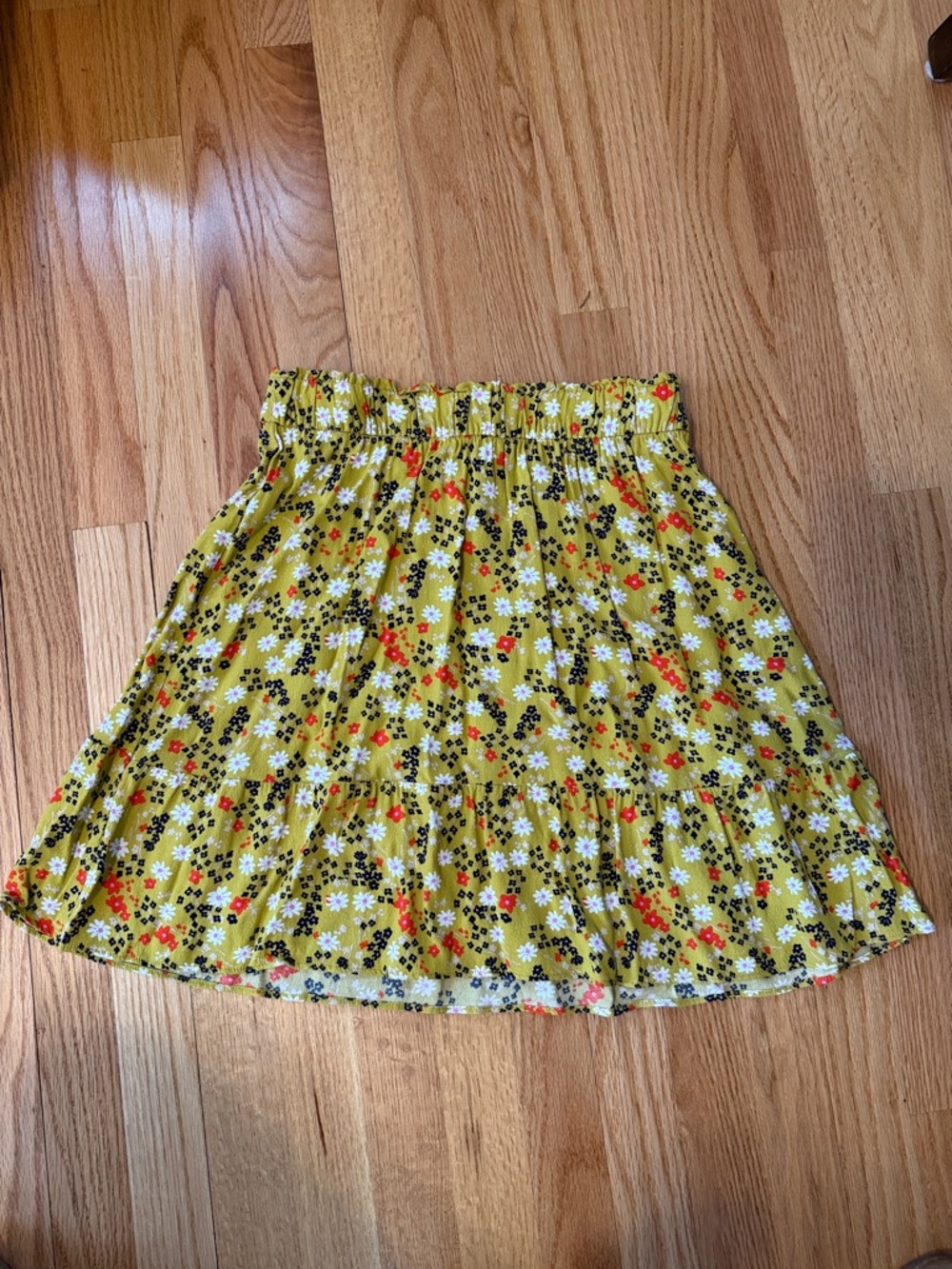 Yellow Floral Tiered Women's Skirt